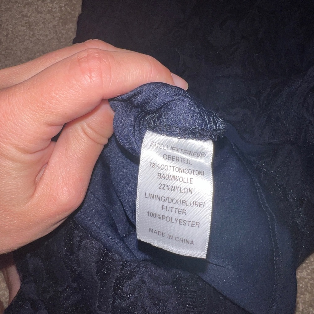 Adrianna Papell Navy Lace Peplum - Picture 4 of 5